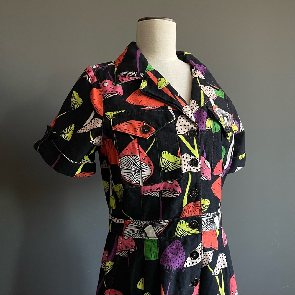 Farm Rio Mushroom Print Jumpsuit Avant Garde Artsy Eclectic Maximalist Boho - Picture 2 of 13